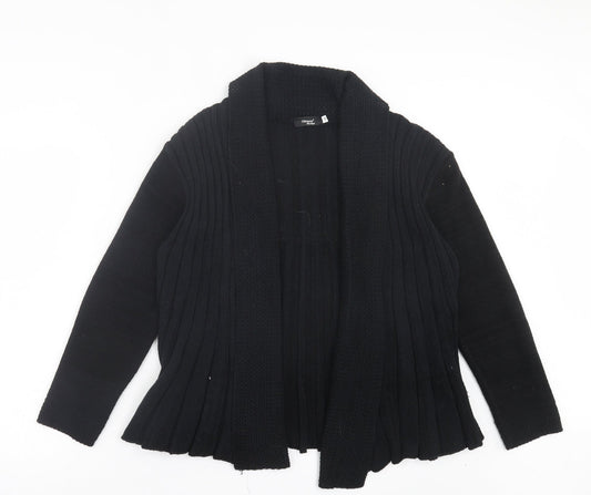 Glimpse Womens Black V-Neck Acrylic Cardigan Jumper Size M