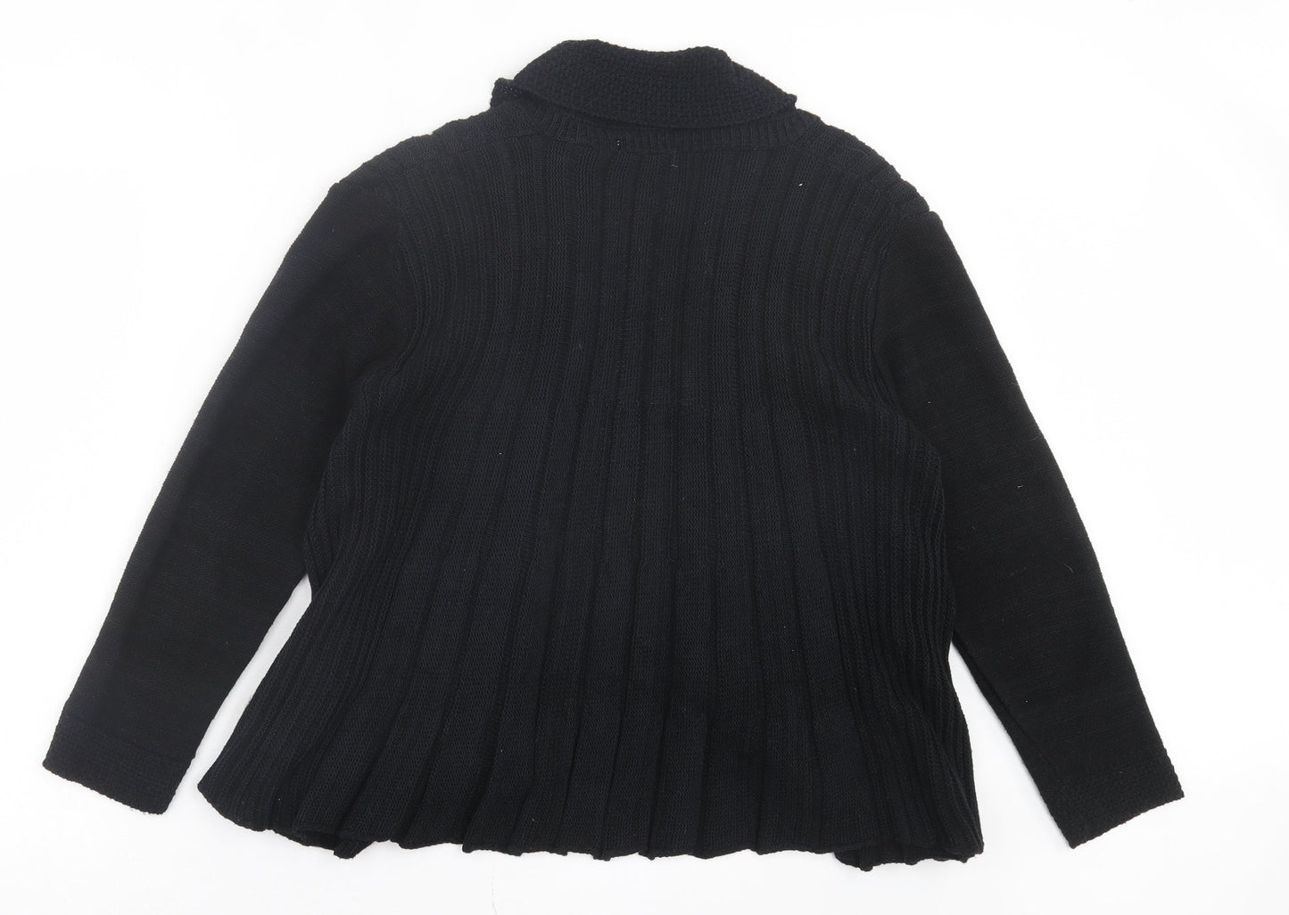 Glimpse Womens Black V-Neck Acrylic Cardigan Jumper Size M
