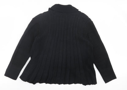 Glimpse Womens Black V-Neck Acrylic Cardigan Jumper Size M