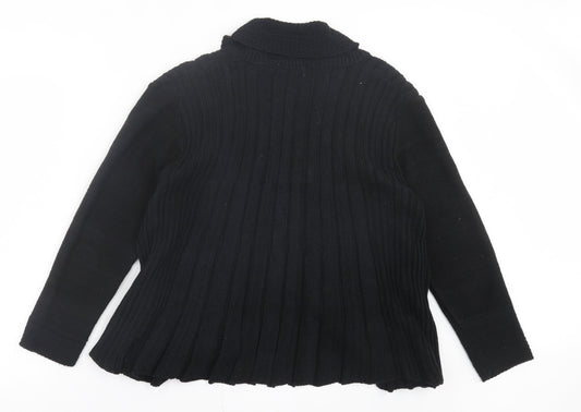 Glimpse Womens Black V-Neck Acrylic Cardigan Jumper Size M