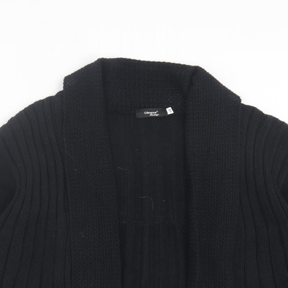 Glimpse Womens Black V-Neck Acrylic Cardigan Jumper Size M