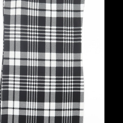 SheIn Womens Black Plaid Polyester Bodycon Size XS Square Neck Pullover