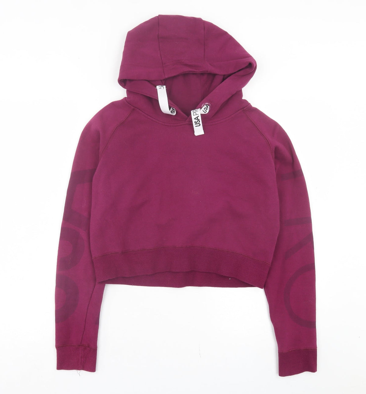usa Womens Purple Cotton Pullover Hoodie Size 8 Pullover - Crop