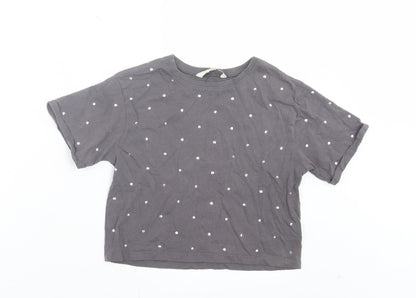Miss Evie Girls Grey Cotton Basic T-Shirt Size 7-8 Years Crew Neck Pullover