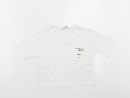 Miss Evie Girls White Cotton Basic T-Shirt Size 7-8 Years Crew Neck Pullover - Be True To Yourself