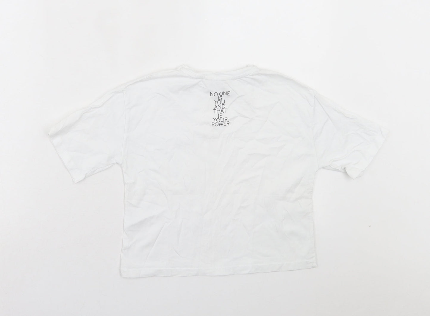 Miss Evie Girls White Cotton Basic T-Shirt Size 7-8 Years Crew Neck Pullover - Be True To Yourself
