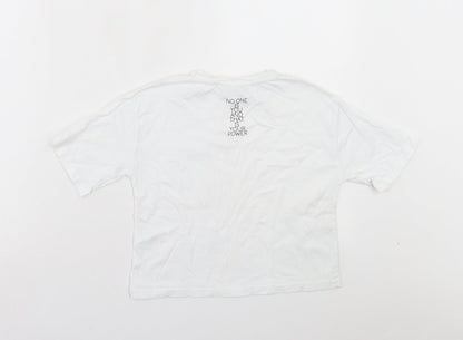 Miss Evie Girls White Cotton Basic T-Shirt Size 7-8 Years Crew Neck Pullover - Be True To Yourself