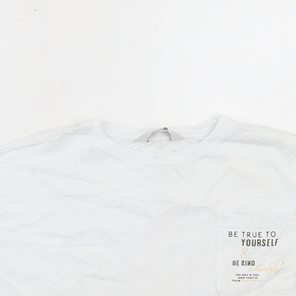 Miss Evie Girls White Cotton Basic T-Shirt Size 7-8 Years Crew Neck Pullover - Be True To Yourself