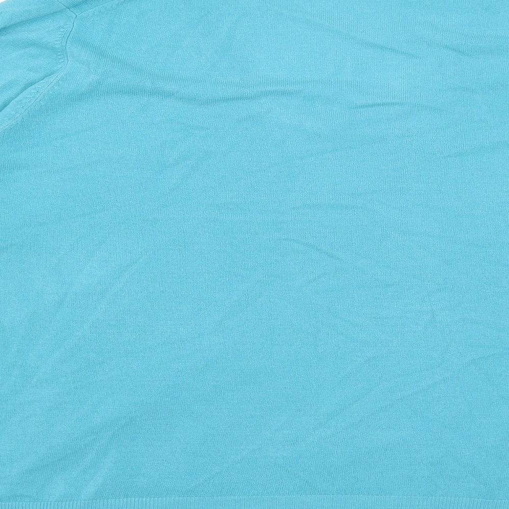 Marks and Spencer Mens Blue V-Neck Polyester Pullover Jumper Size L