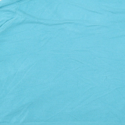 Marks and Spencer Mens Blue V-Neck Polyester Pullover Jumper Size L