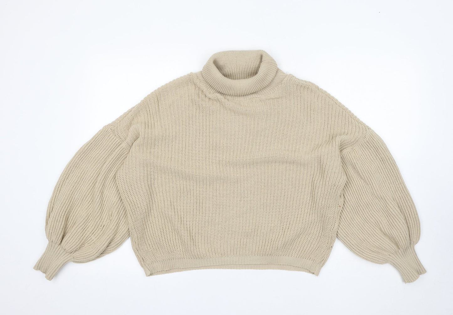 Missy Empire Womens Beige Roll Neck Acrylic Pullover Jumper Size 8