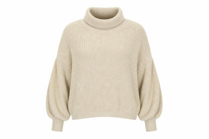 Missy Empire Womens Beige Roll Neck Acrylic Pullover Jumper Size 8