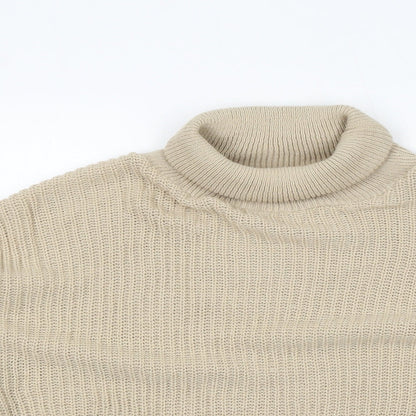 Missy Empire Womens Beige Roll Neck Acrylic Pullover Jumper Size 8