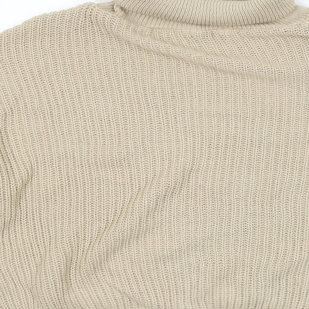 Missy Empire Womens Beige Roll Neck Acrylic Pullover Jumper Size 8