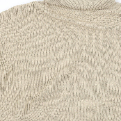 Missy Empire Womens Beige Roll Neck Acrylic Pullover Jumper Size 8