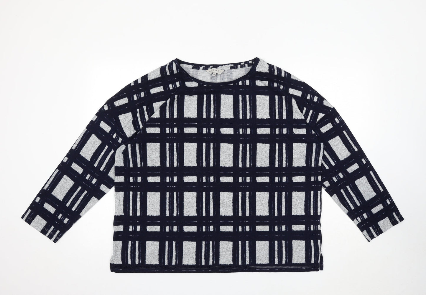 Nutmeg Womens Blue Round Neck Striped Polyester Pullover Jumper Size 18