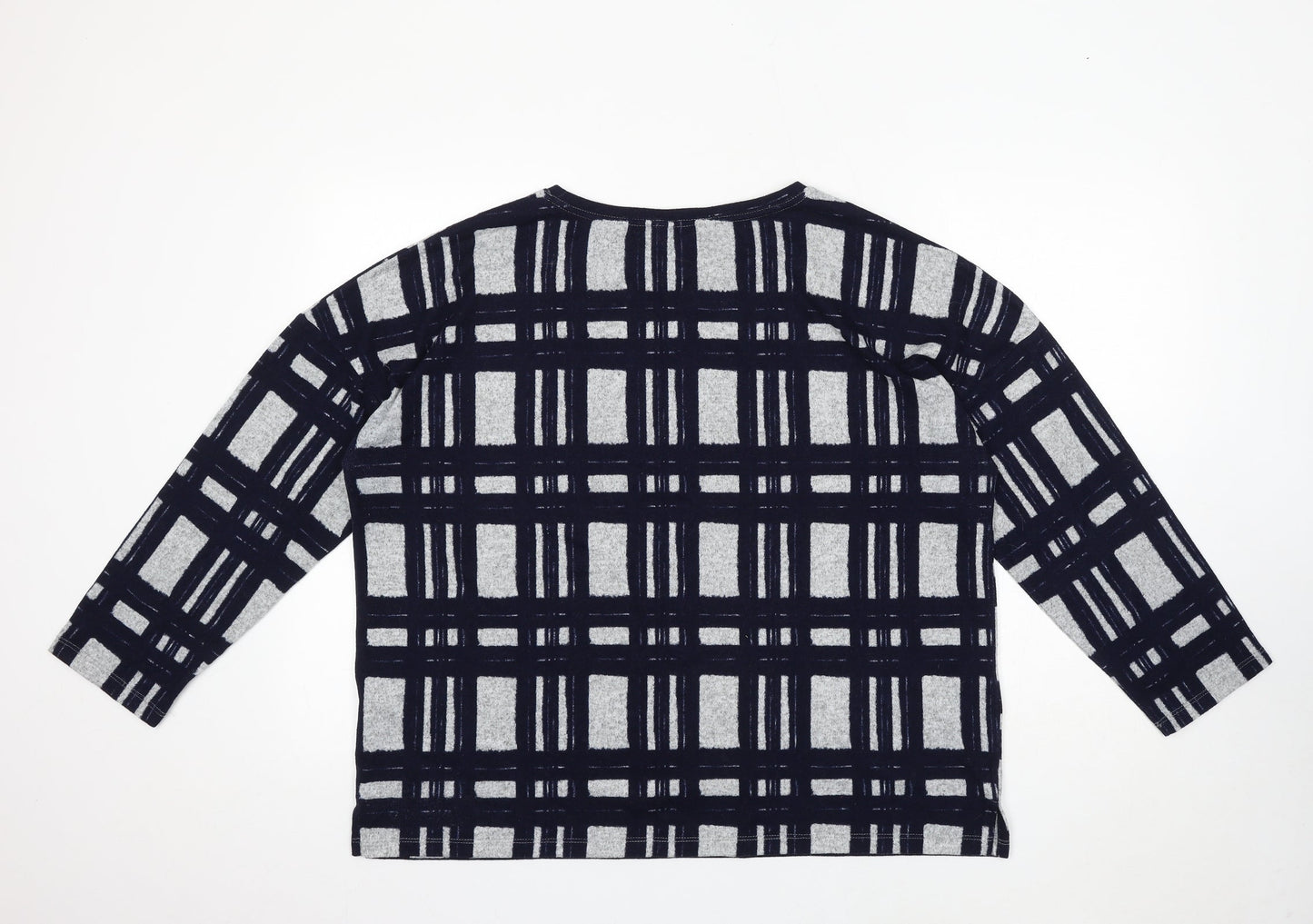 Nutmeg Womens Blue Round Neck Striped Polyester Pullover Jumper Size 18