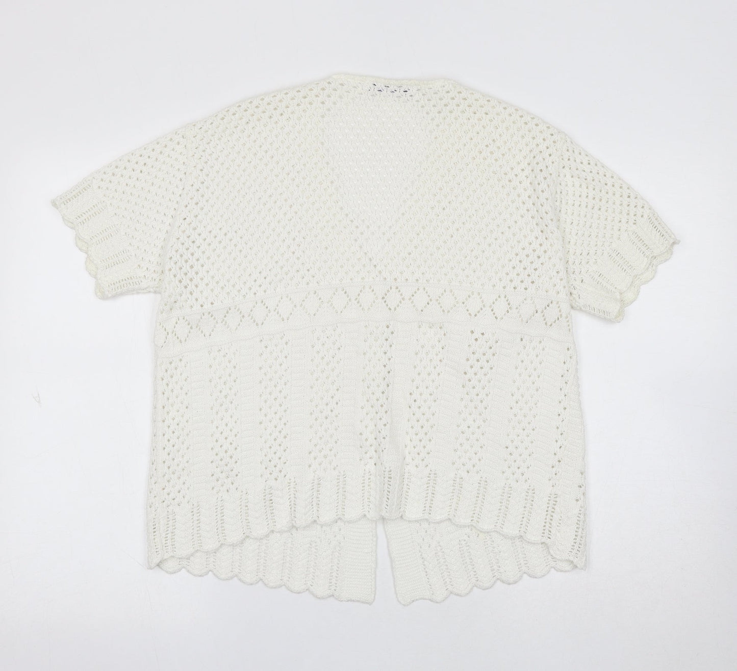 Pure & Natural Girls White V-Neck Acrylic Cardigan Jumper Size XL Button