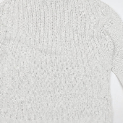 Womens UK Size S Marks and Spencer White Pullover Jumper