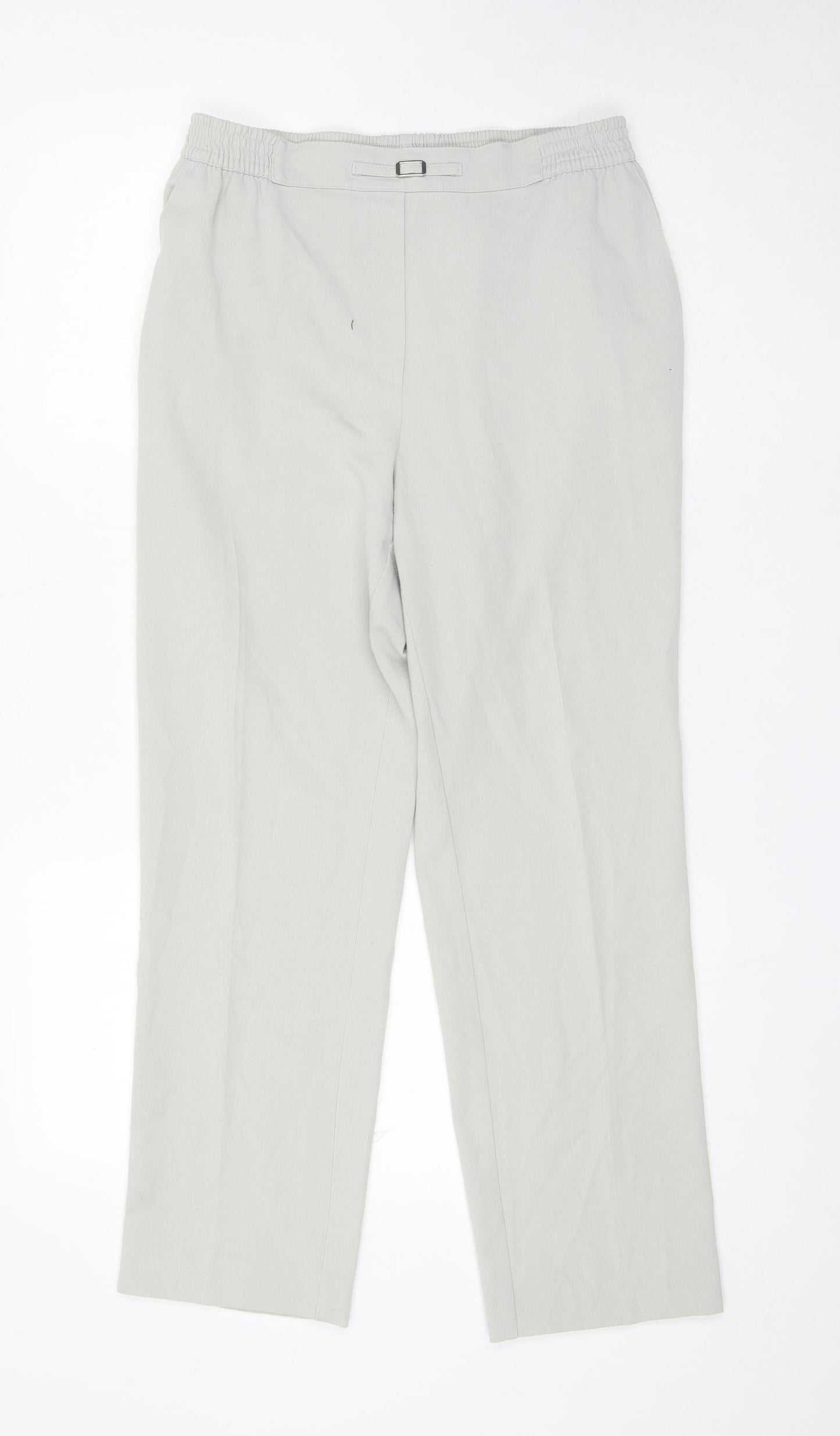 Oscar Womens Grey Polyester Trousers Size 14 L27 in Regular Buckle