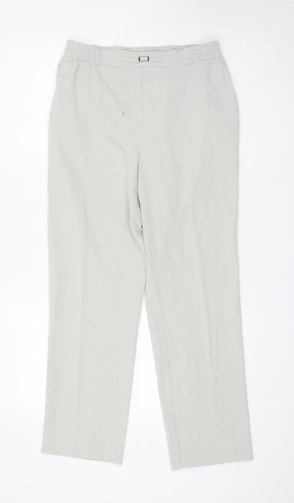 Oscar Womens Grey Polyester Trousers Size 14 L27 in Regular Buckle