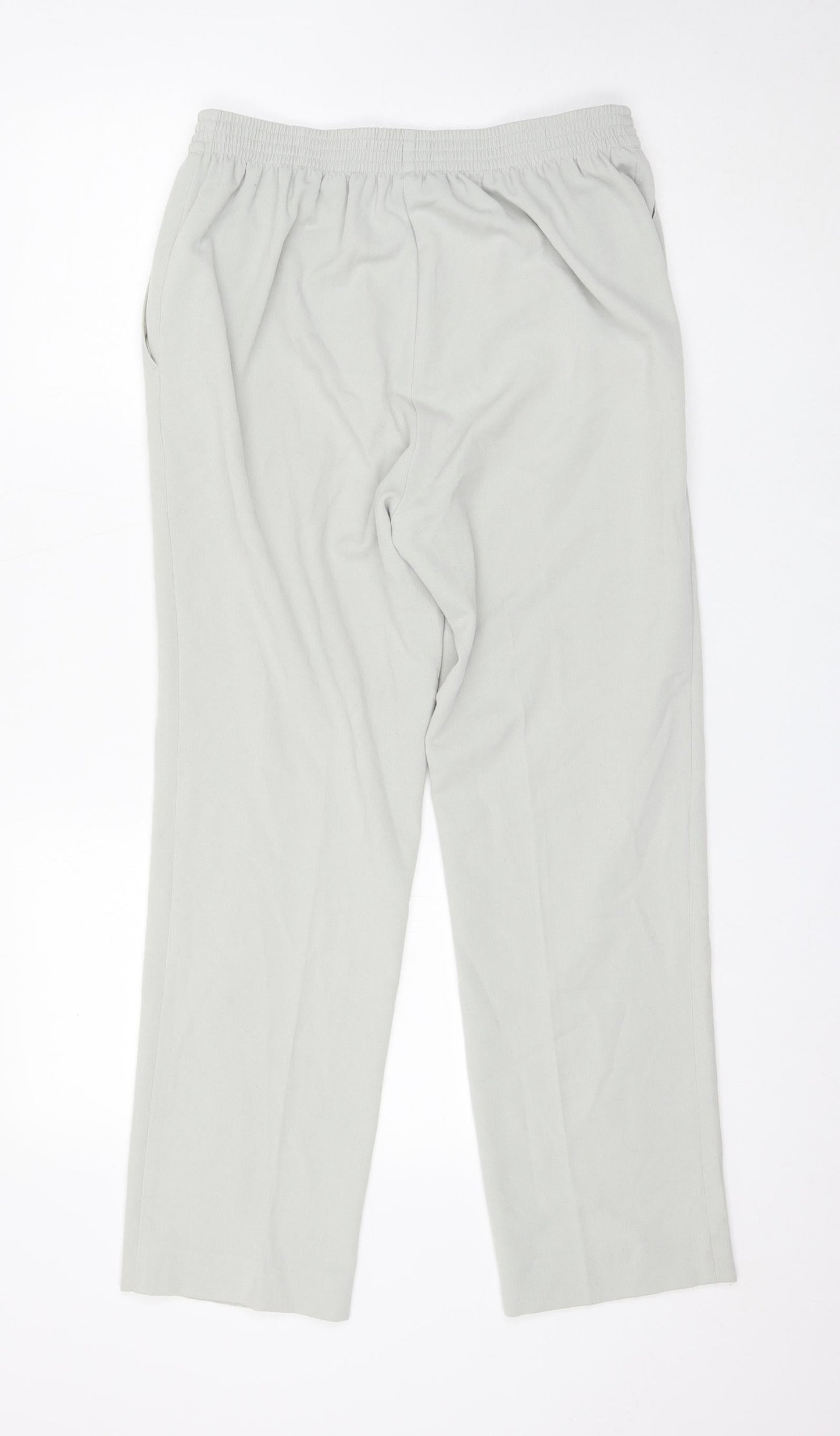 Oscar Womens Grey Polyester Trousers Size 14 L27 in Regular Buckle