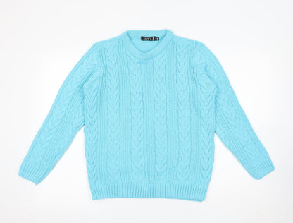 Envy Womens Blue Round Neck Acrylic Pullover Jumper Size S
