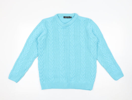 Envy Womens Blue Round Neck Acrylic Pullover Jumper Size S