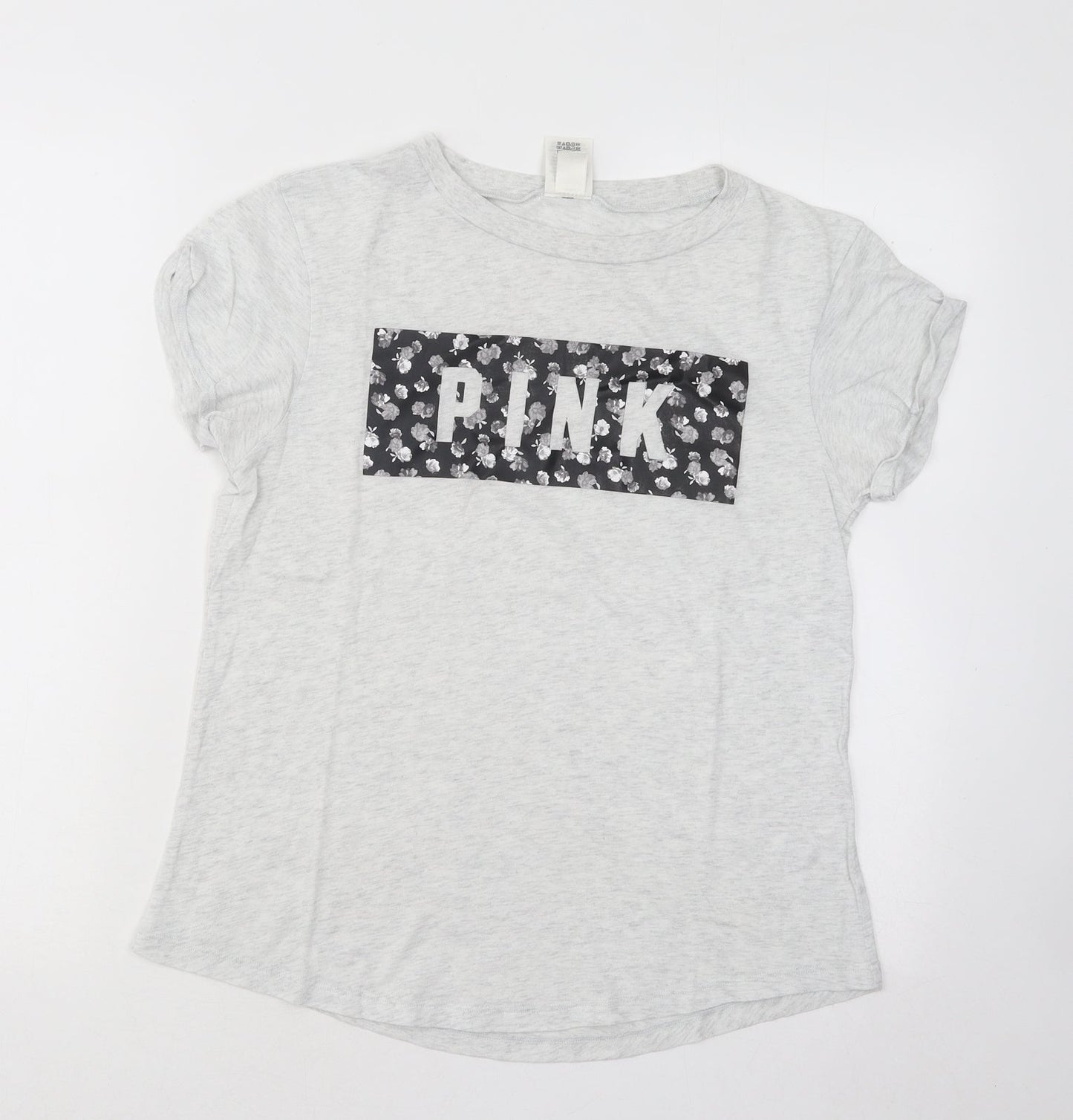 Womens UK Size S PINK Grey Basic T-Shirt