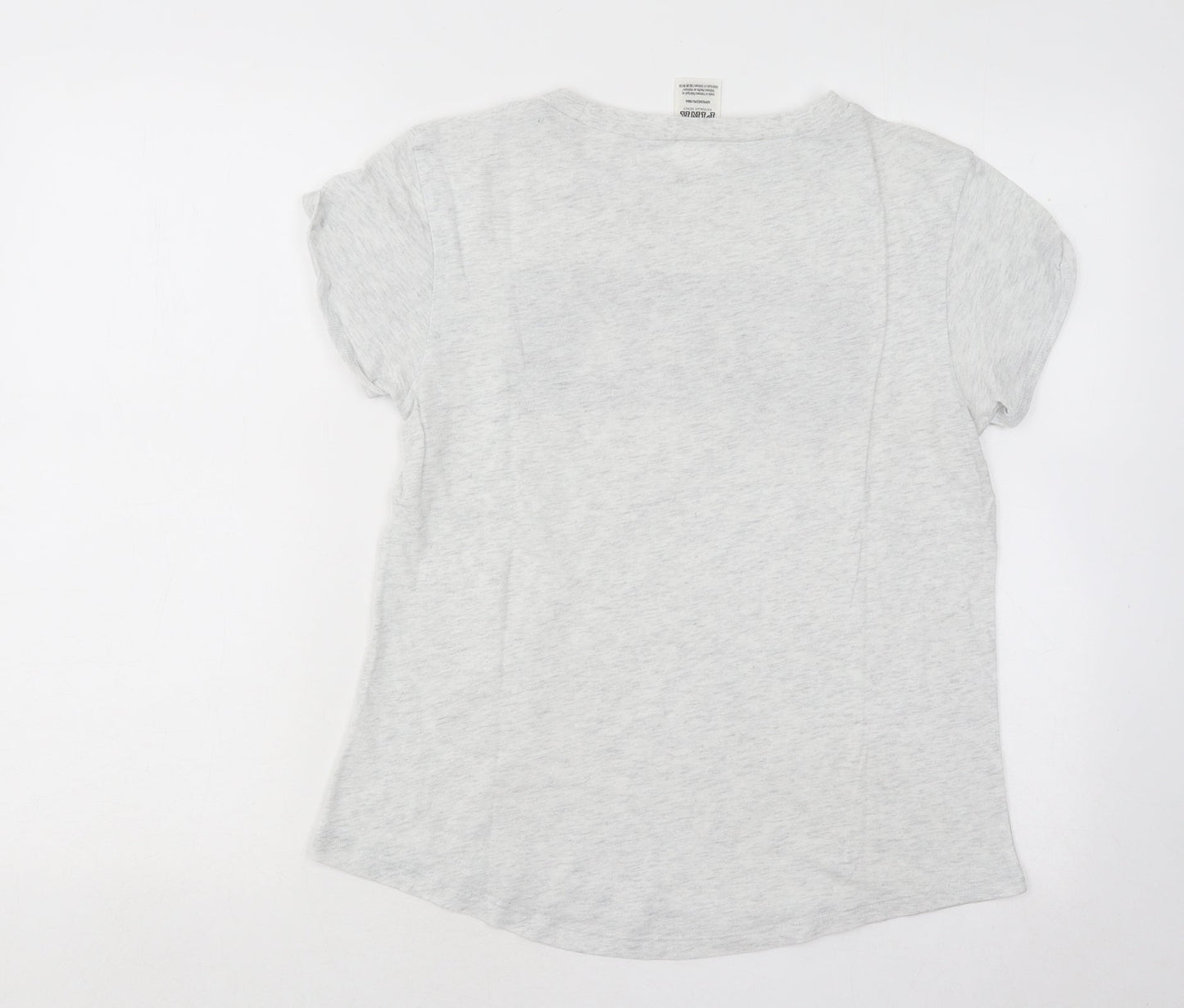 Womens UK Size S PINK Grey Basic T-Shirt