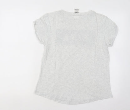 Womens UK Size S PINK Grey Basic T-Shirt