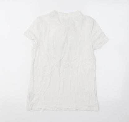 Primark Womens White Cotton Basic T-Shirt Size 6 Round Neck - California Orange County Tennis Club