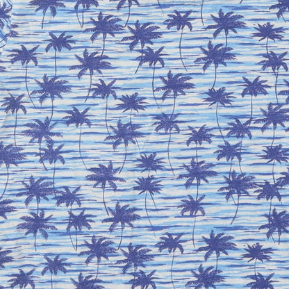 Peacocks Boys Blue Geometric Cotton Basic T-Shirt Size 10-11 Years Round Neck Pullover - Ride The Wave Palm Trees