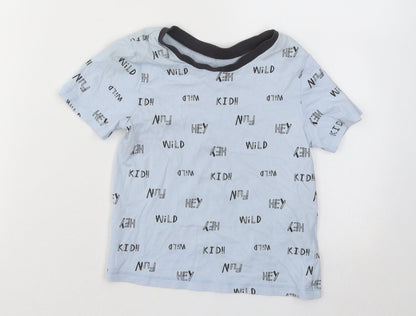 George Boys Blue Geometric Cotton Basic T-Shirt Size 4-5 Years Round Neck Pullover - Hey Fun Wild