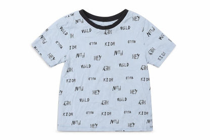 George Boys Blue Geometric Cotton Basic T-Shirt Size 4-5 Years Round Neck Pullover - Hey Fun Wild