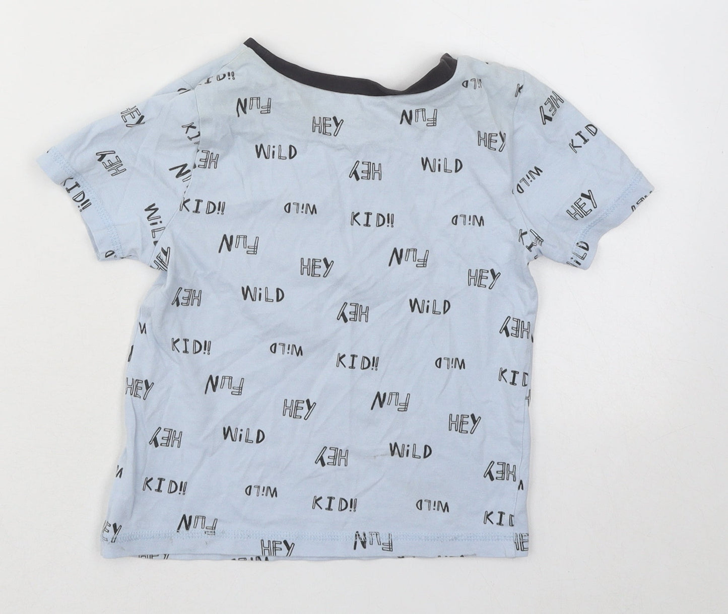 George Boys Blue Geometric Cotton Basic T-Shirt Size 4-5 Years Round Neck Pullover - Hey Fun Wild