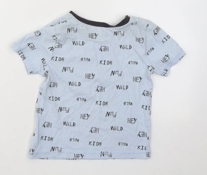 George Boys Blue Geometric Cotton Basic T-Shirt Size 4-5 Years Round Neck Pullover - Hey Fun Wild