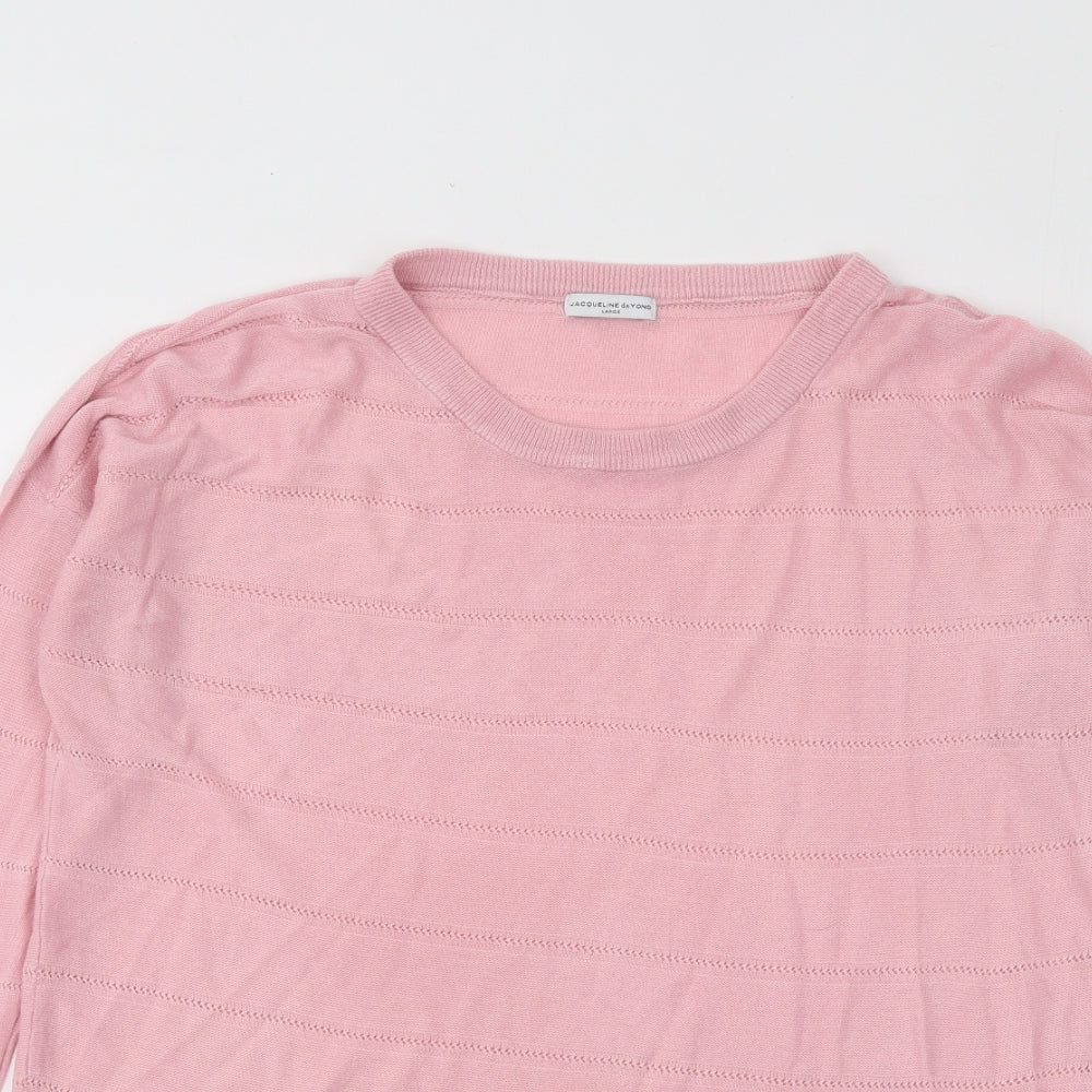 Womens UK Size L Jaqueline de Yong Pink Pullover Jumper