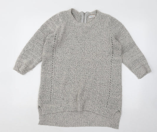 Indigo Womens Grey Round Neck Acrylic Pullover Jumper Size XL