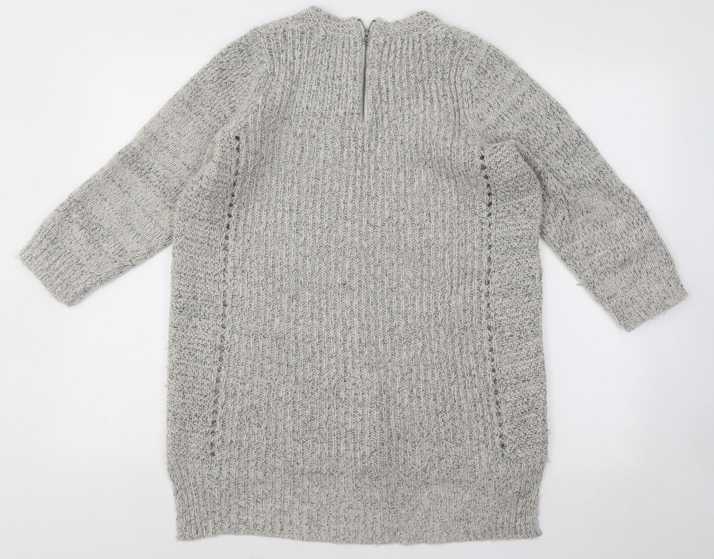 Indigo Womens Grey Round Neck Acrylic Pullover Jumper Size XL