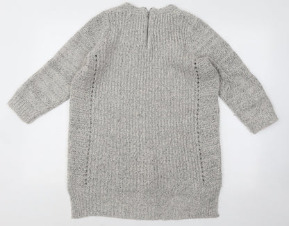 Indigo Womens Grey Round Neck Acrylic Pullover Jumper Size XL