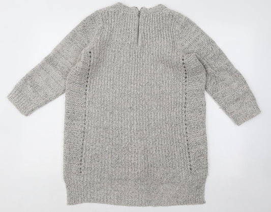 Indigo Womens Grey Round Neck Acrylic Pullover Jumper Size XL