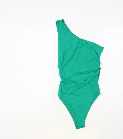 SheIn Womens Green Viscose Bodysuit One-Piece Size S Snap