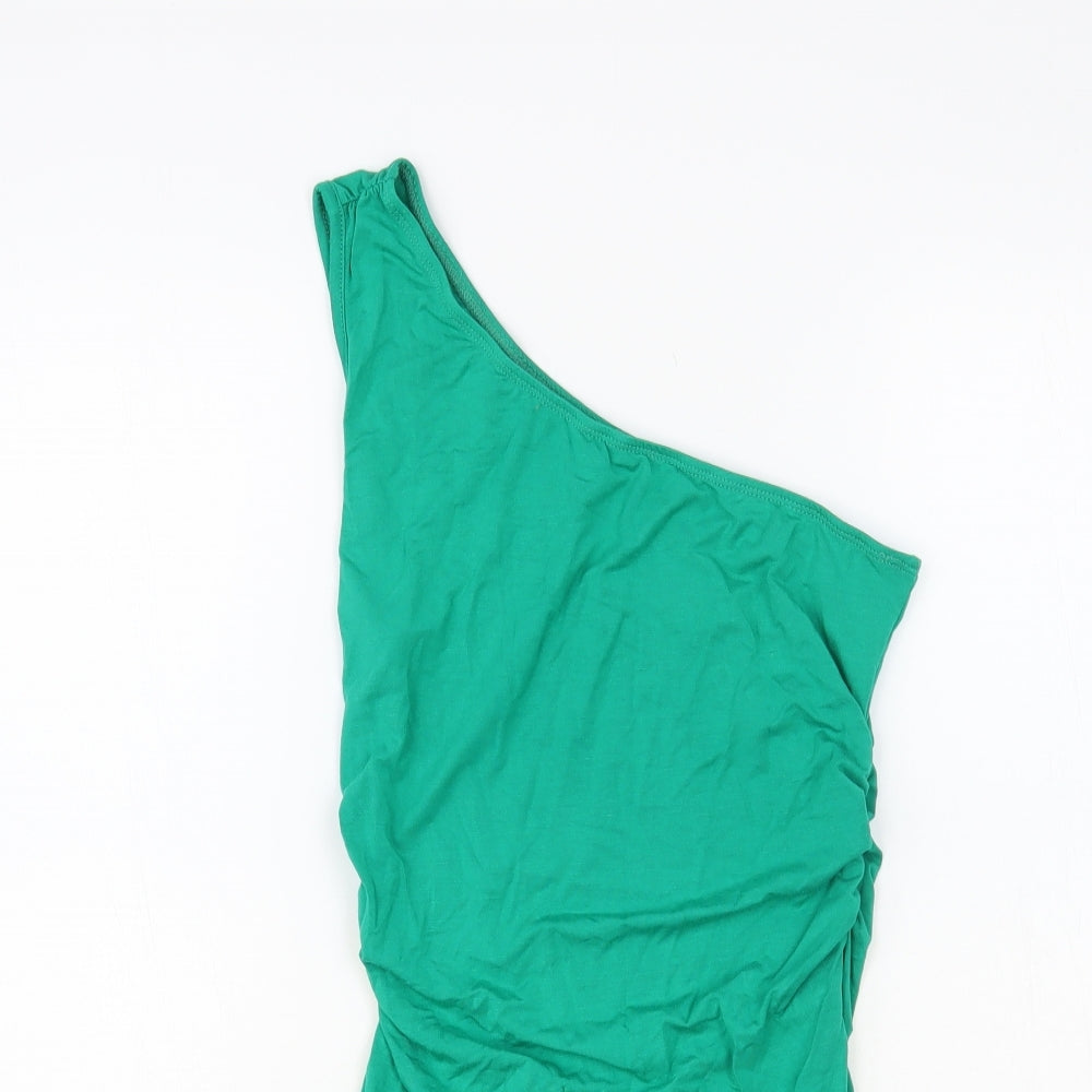 SheIn Womens Green Viscose Bodysuit One-Piece Size S Snap