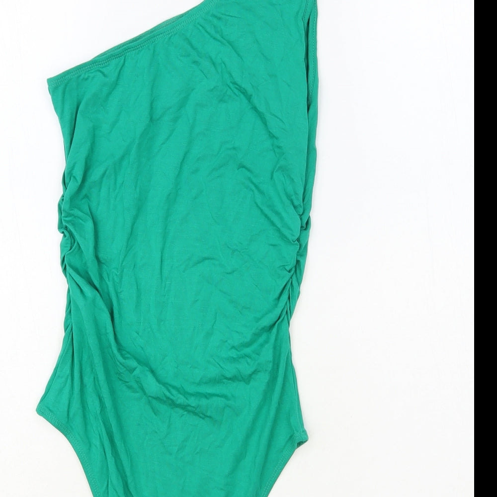 SheIn Womens Green Viscose Bodysuit One-Piece Size S Snap