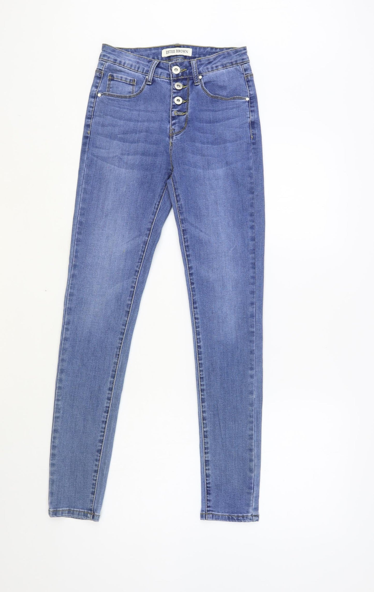 Estee Brown Womens Blue Cotton Skinny Jeans Size XS L29 in Regular Button
