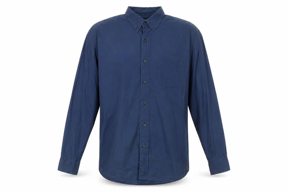 Mens UK Size L Trademark Blue  Button-Up Long Sleeve Casual Shirt