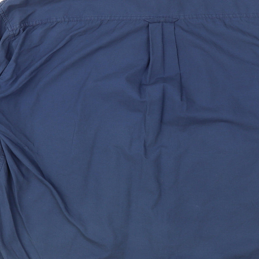 Trademark Mens Blue Cotton Button-Up Size L Collared Button