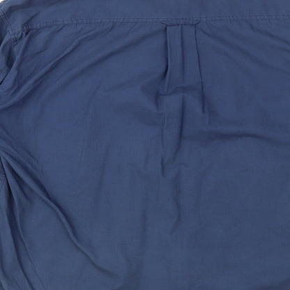 Trademark Mens Blue Cotton Button-Up Size L Collared Button