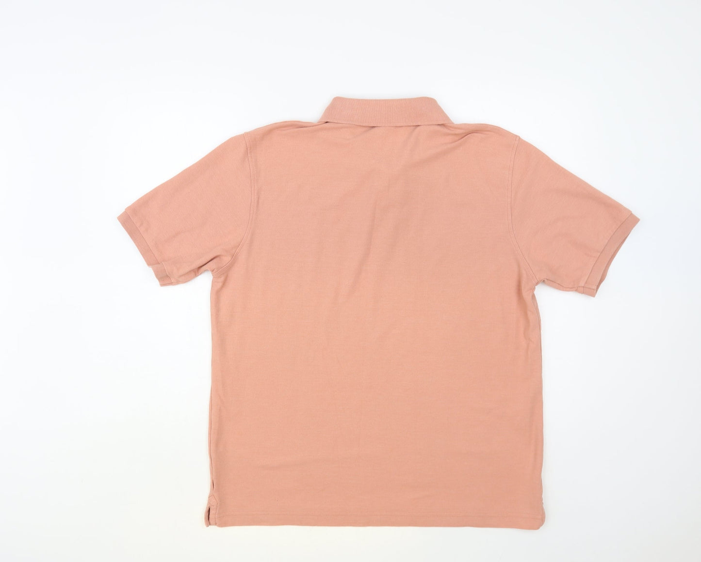 Dunnes Stores Mens Pink Cotton Polo Size L Collared Button